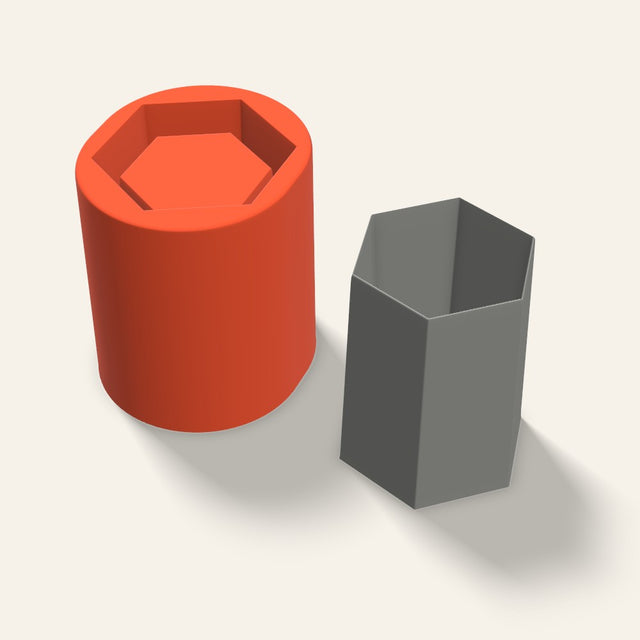 Hexagon Concrete Pen Cup Mold, 3 Inch, 3D render