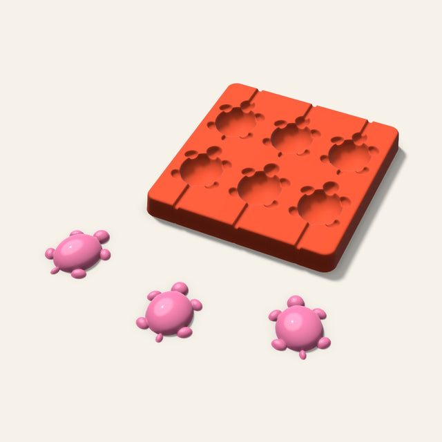 Turtle Lollipop Mold, 2 Inch, 6 Cavity, 3D render