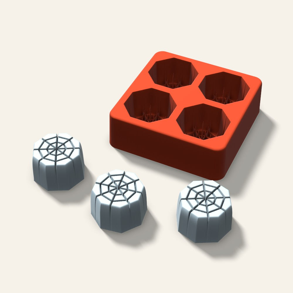 Spider Web Ice Mold, 1.5 Inch, 4 Cavity, 3D render