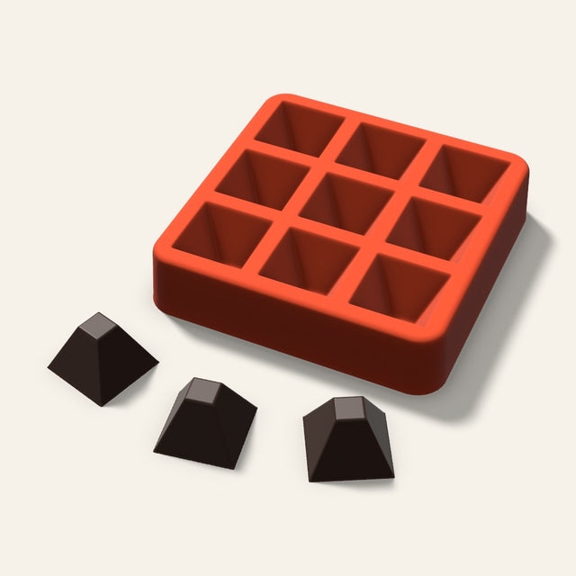 Flat Top Pyramid Chocolate Mold, 1.25 Inch, 9 Cavity, 3D render
