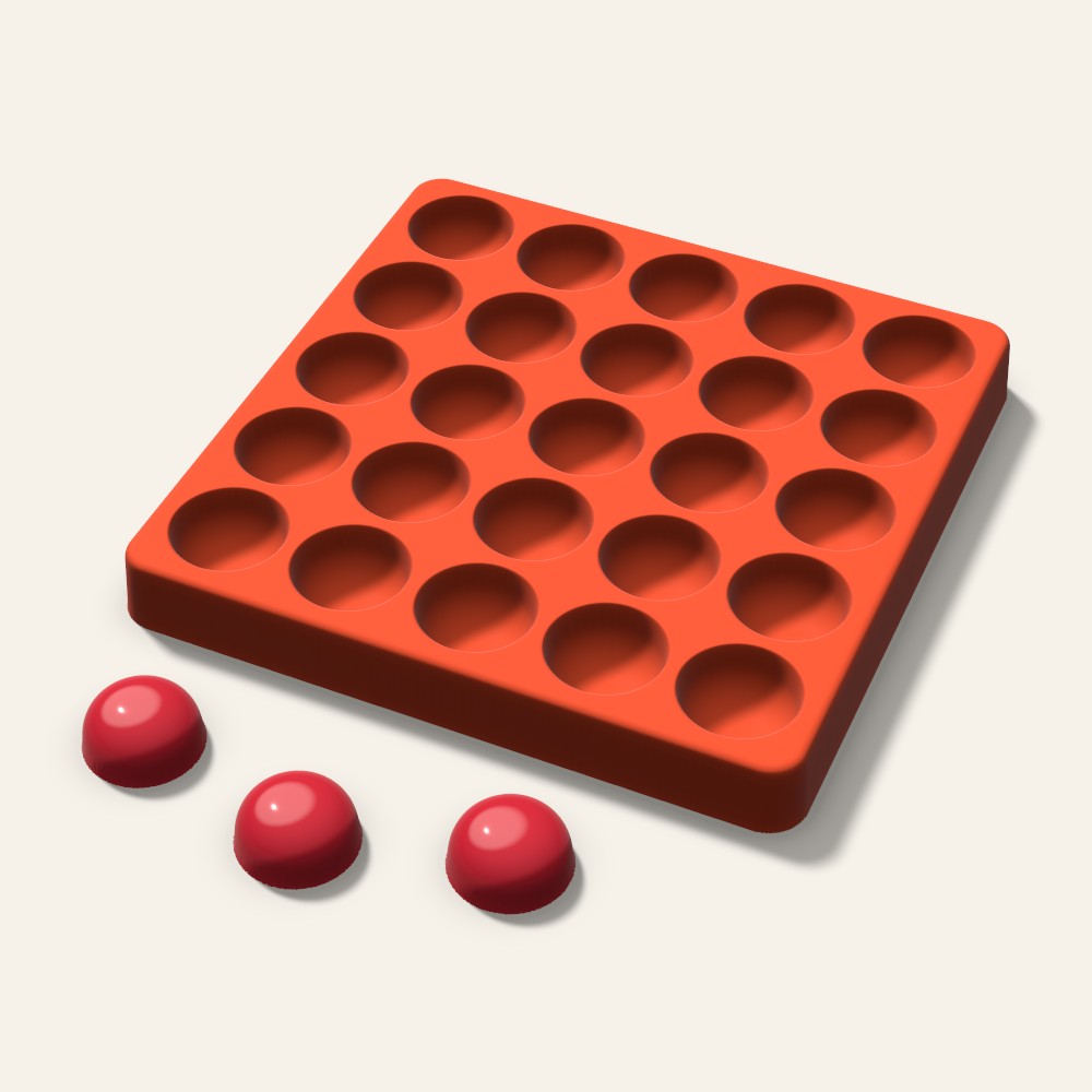 Dome Candy Mold, 1 Inch, 25 Cavity, 3D render