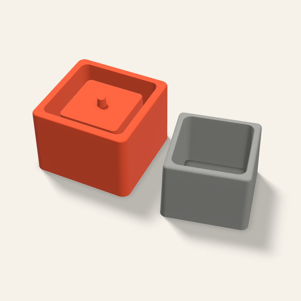 Low Square Concrete Planter Mold, 3.5 Inch, 3D render