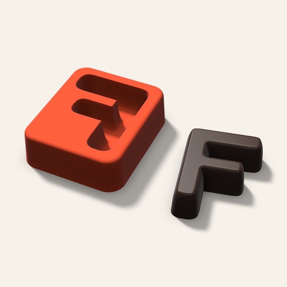 Letter F Mold, 2 Inch, 3D render
