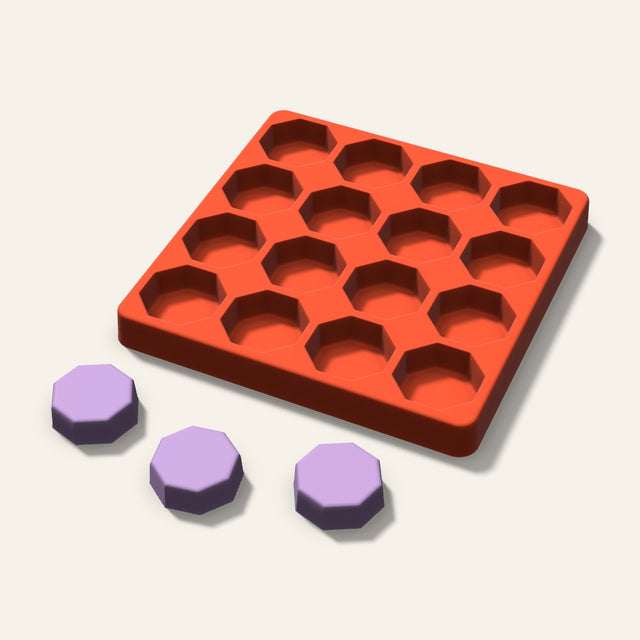 Octagon Wax Melt Mold, 1.5 Inch, 16 Cavity, 3D render