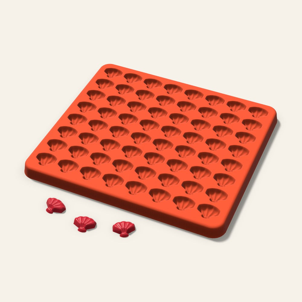 Shell Candy Mold, 0.5 Inch, 64 Cavity, 3D render
