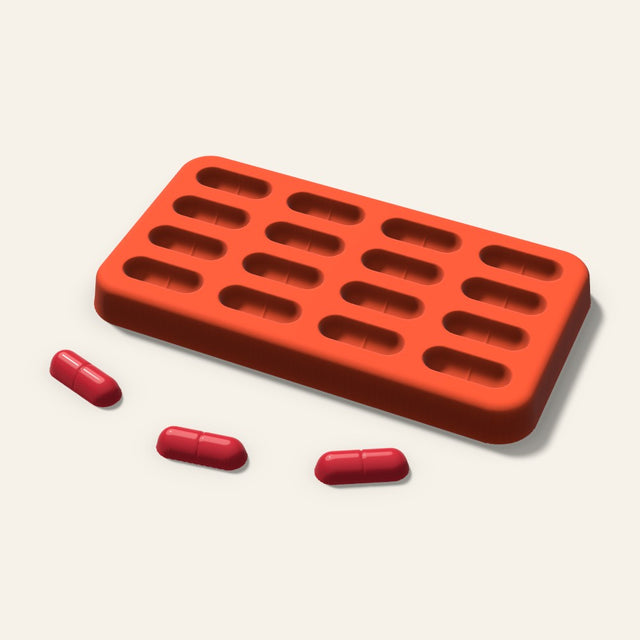 Capsule Candy Mold, 0.75 Inch, 16 Cavity, 3D render