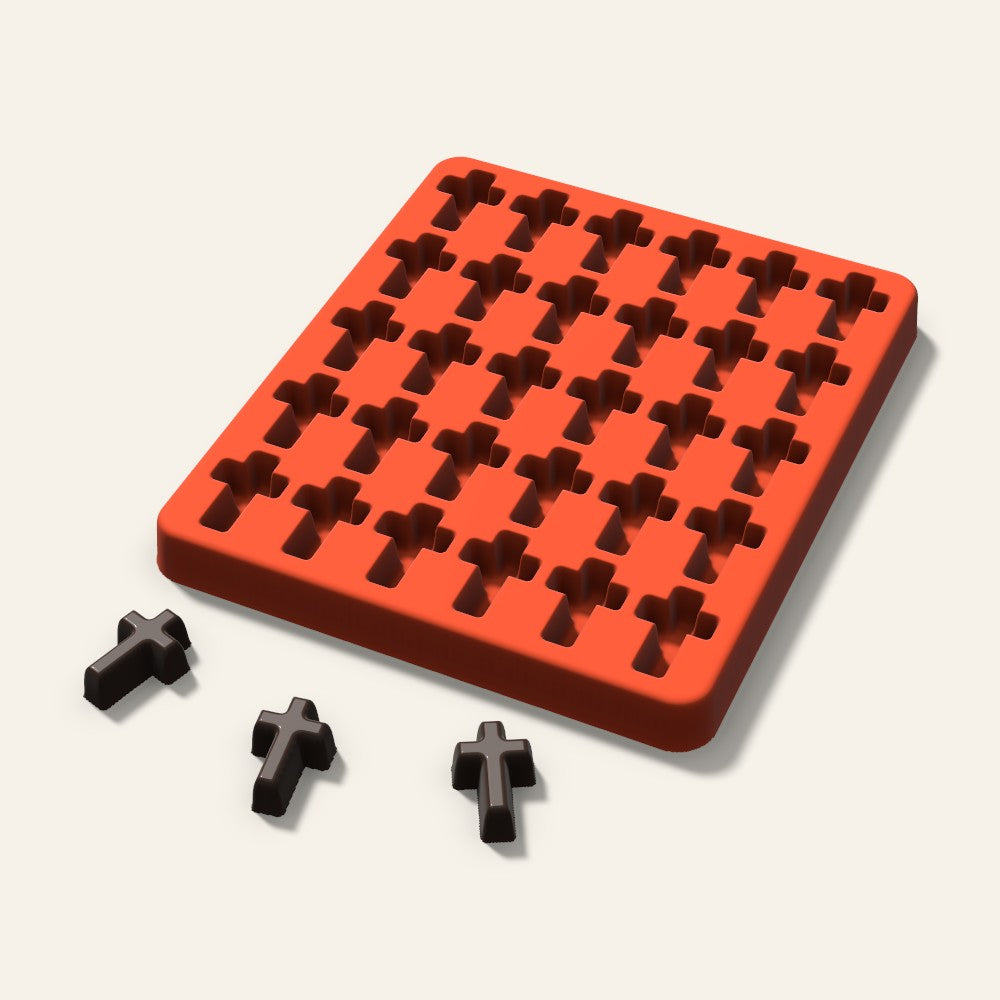 Cross Candy Mold, 1 Inch, 30 Cavity, 3D render