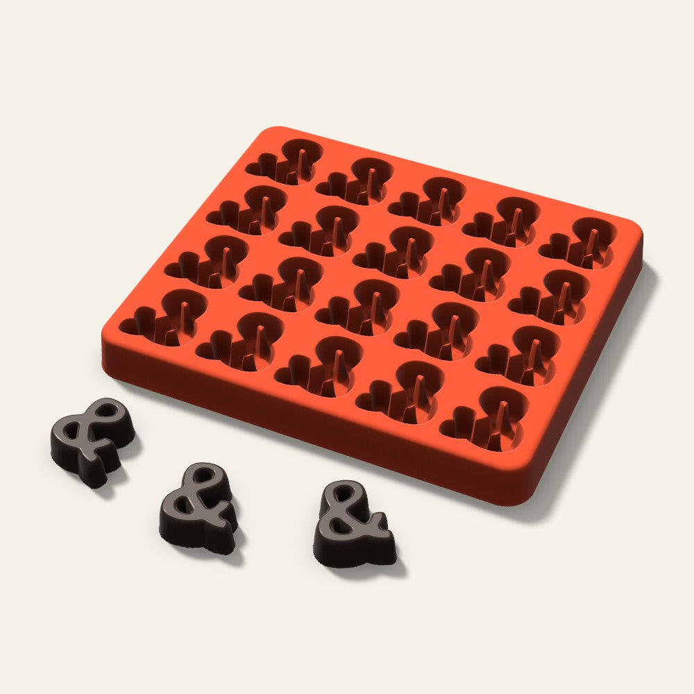 Ampersand Candy Mold, 1 Inch, 20 Cavity, 3D render