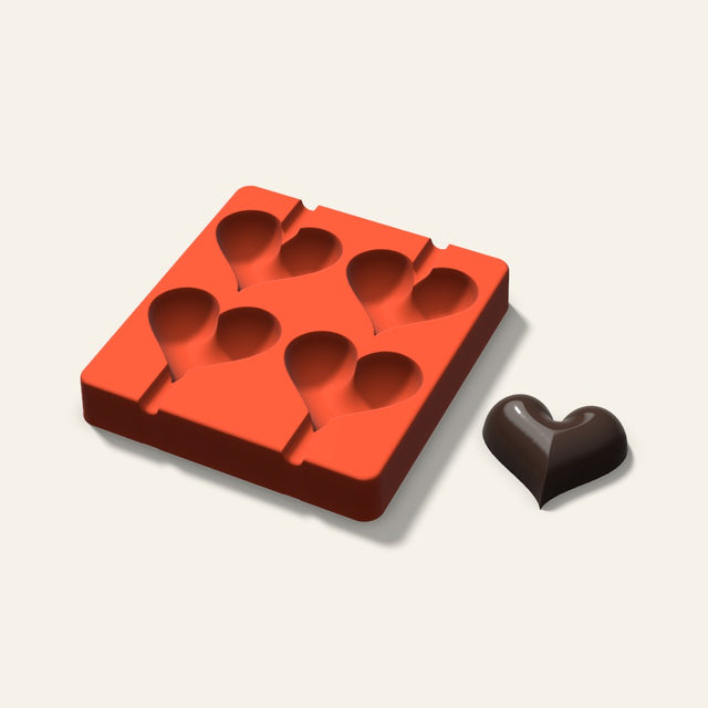 Puffy Heart Cakesicle Mold, 2.5 Inch, 4 Cavity, 3D render