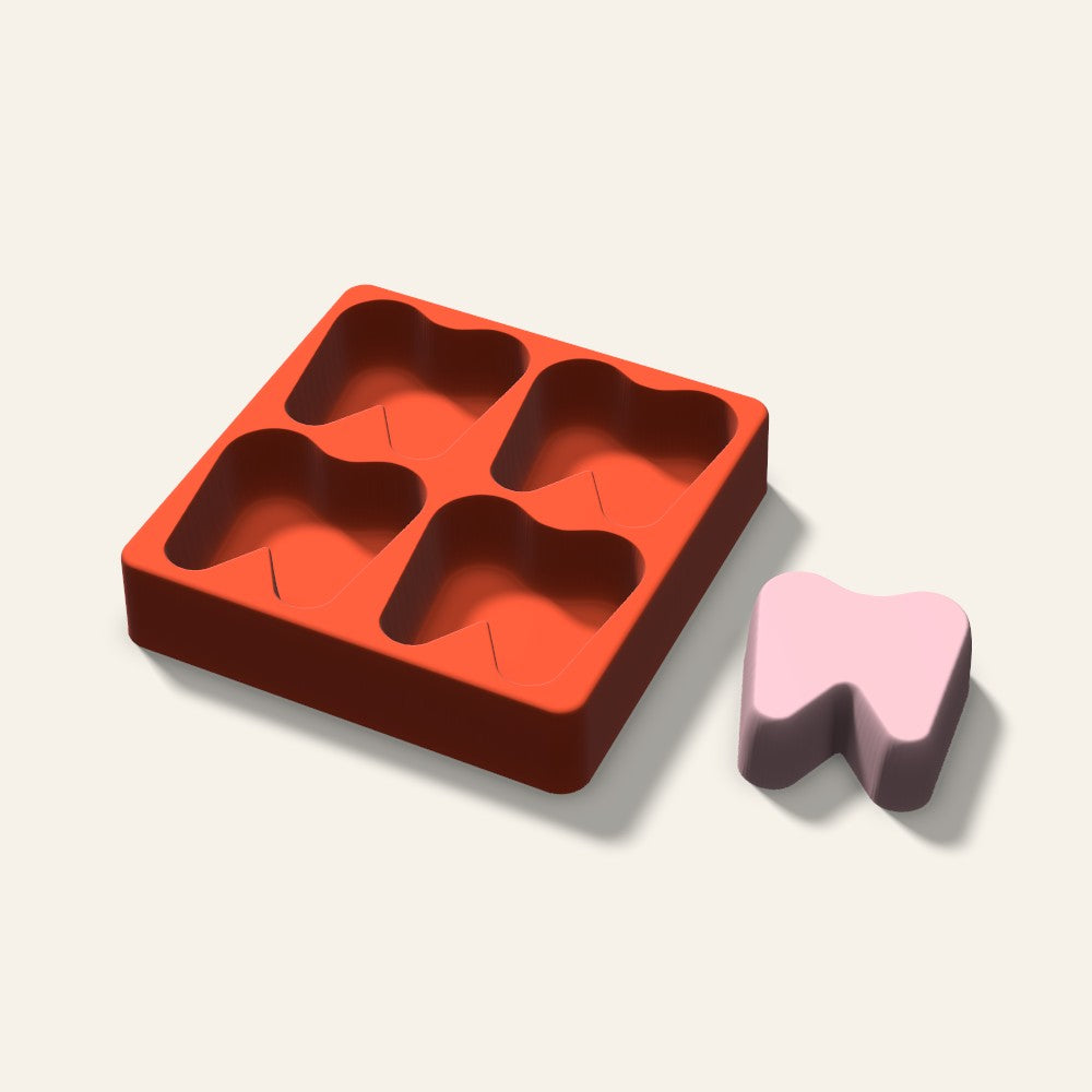 Tooth Soap Mold, 2.5 Inch, 4 Cavity, 3D render