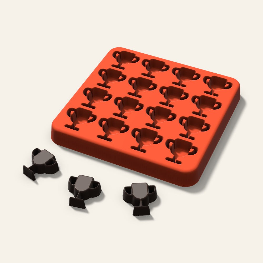 Trophy Gummy Mold, 0.75 Inch, 16 Cavity, 3D render