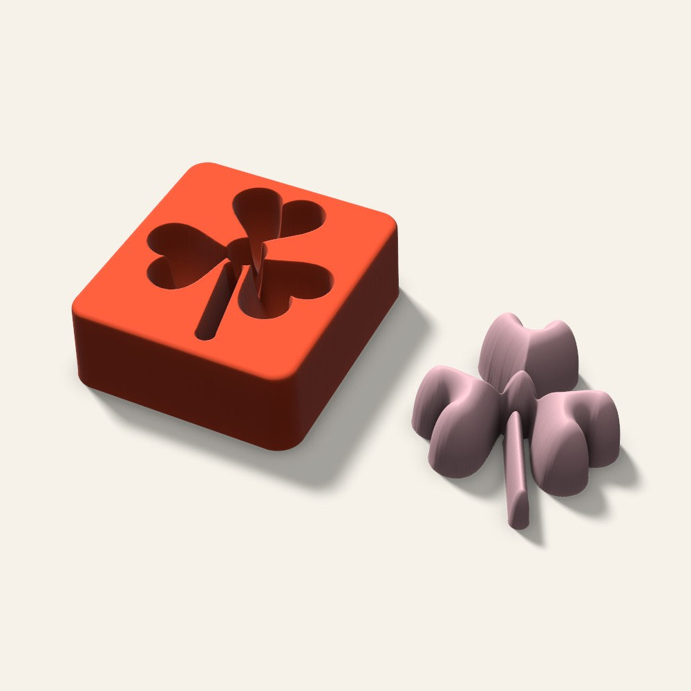 Shamrock Soap Mold, 3 Inch, 3D render