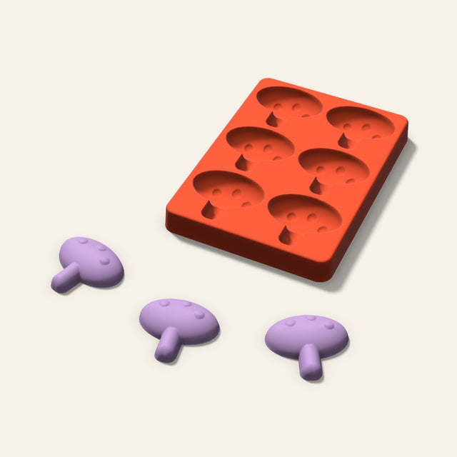 Mushroom Wax Melt Mold, 2 Inch, 6 Cavity, 3D render