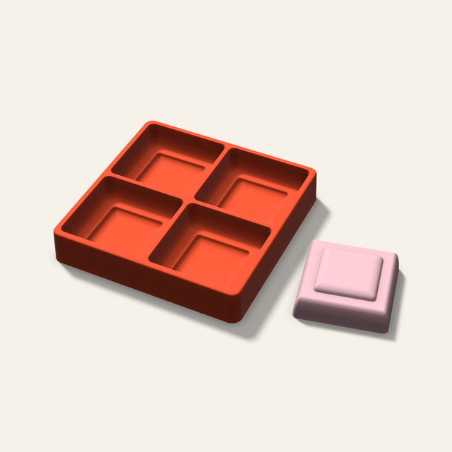 Embossed Square Soap Mold, 3 Inch, 4 Cavity, 3D render