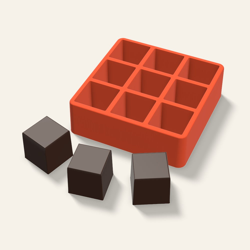 Sharp Cube Chocolate Mold, 1.5 Inch, 9 Cavity, 3D render