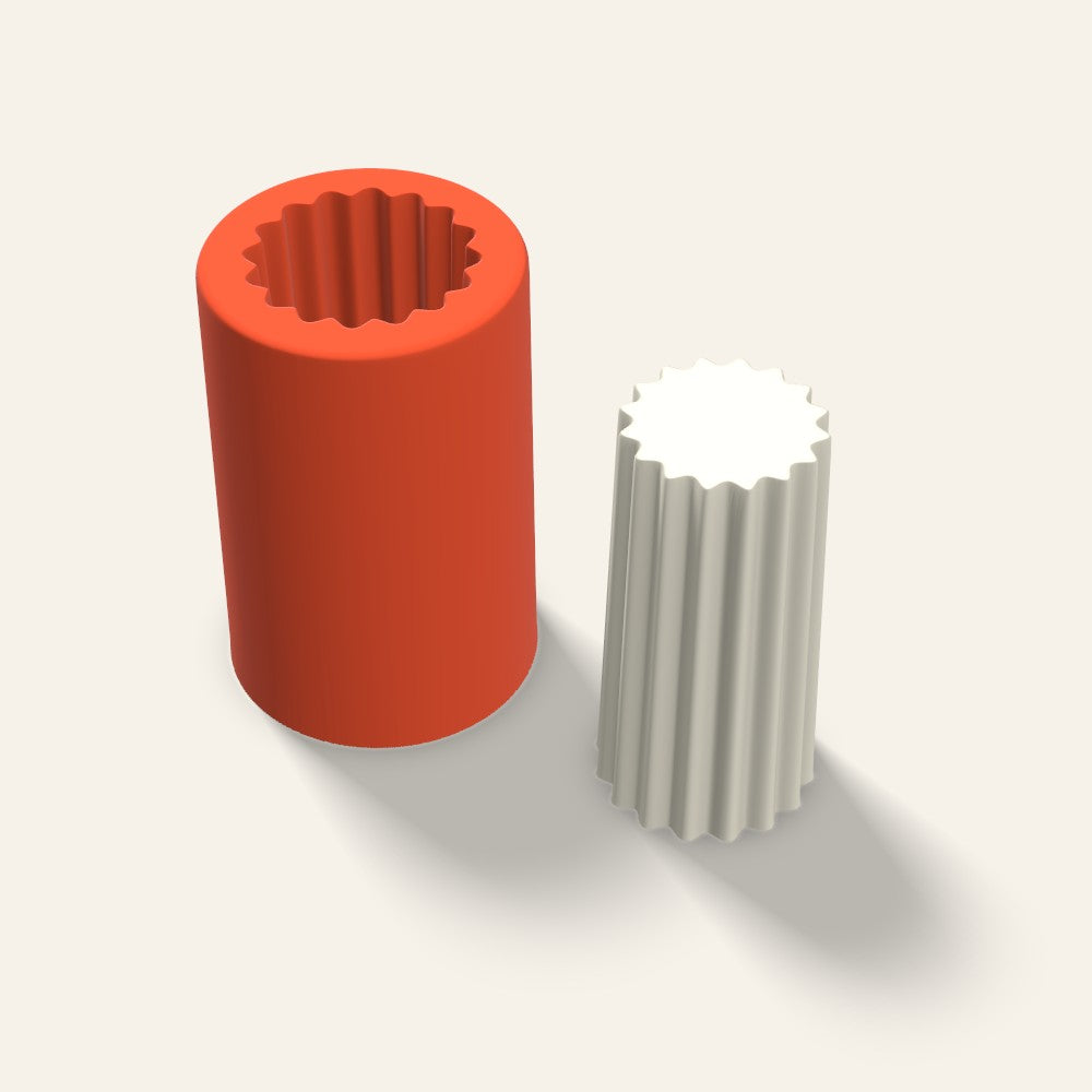 Ribbed Pillar Candle Mold, 1.5 x 3 Inch, 3D render