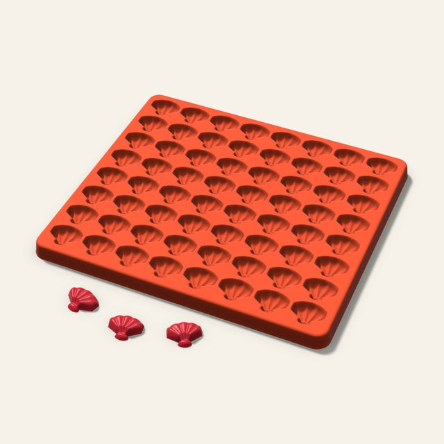 Shell Candy Mold, 0.75 Inch, 64 Cavity, 3D render