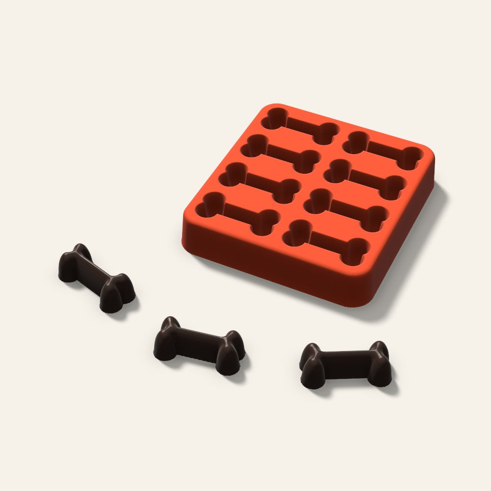 Dog Bone Candy Mold, 1.25 Inch, 8 Cavity, 3D render