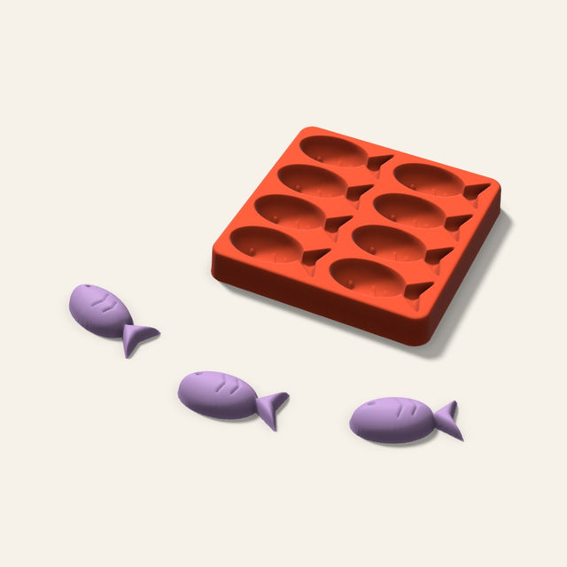 Fish Wax Melt Mold, 2 Inch, 8 Cavity, 3D render