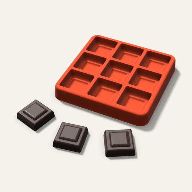 Embossed Square Candy Mold, 1 Inch, 9 Cavity, 3D render