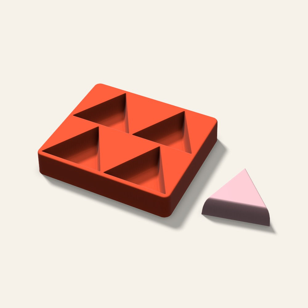Triangle Soap Mold, 3 Inch, 4 Cavity, 3D render