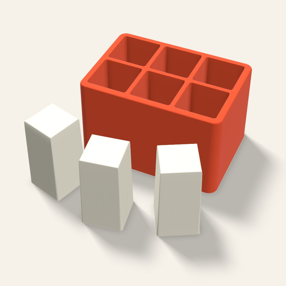 Square Pillar Votive Candle Mold, 1.5 x 3 Inch, 6 Cavity, 3D render