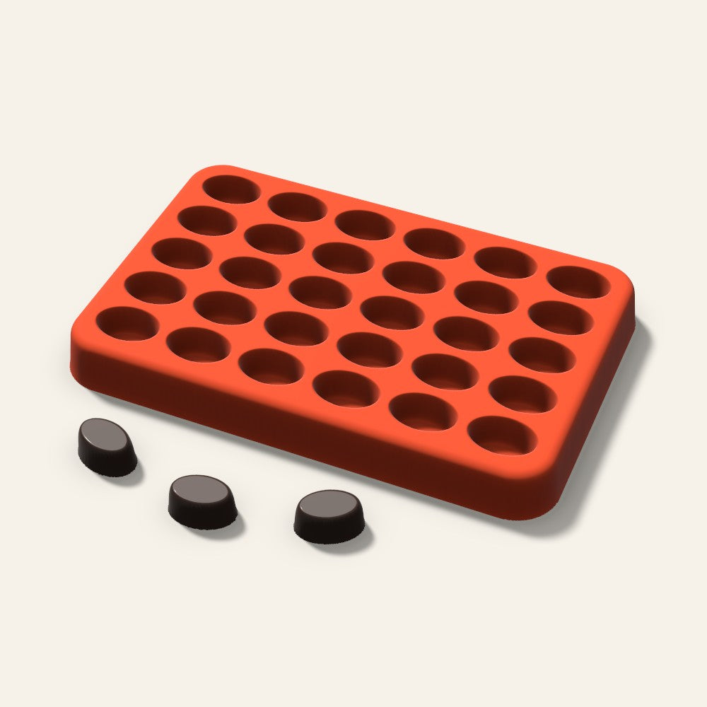 Oval Gummy Mold, 0.5 Inch, 30 Cavity, 3D render
