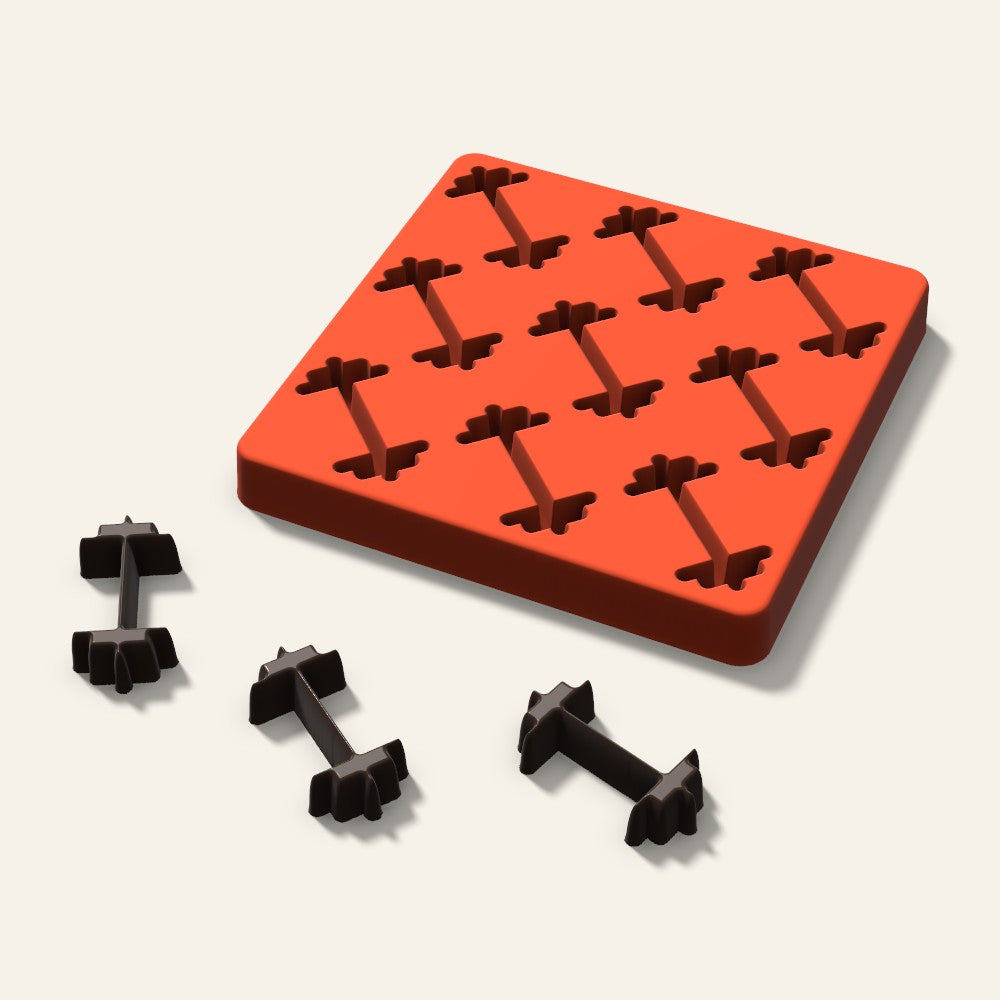 Dumbbell Chocolate Mold, 1.75 Inch, 9 Cavity, 3D render