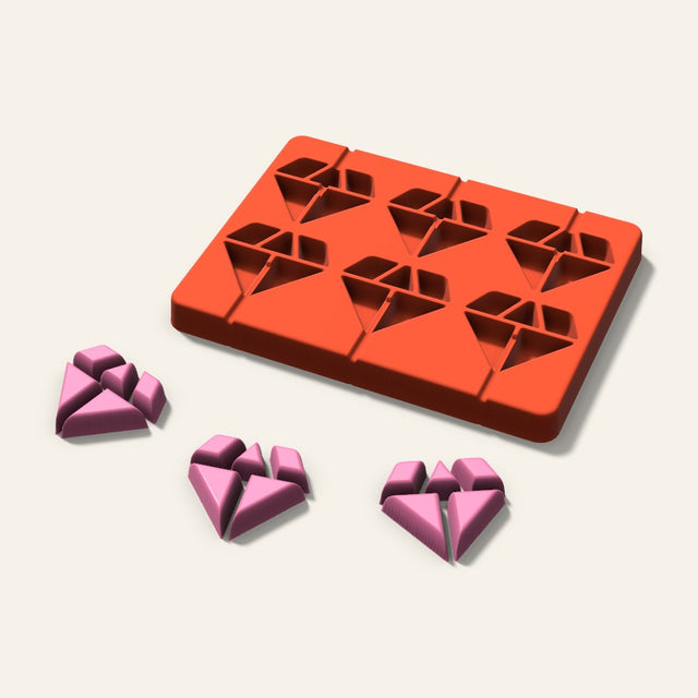 Diamond Lollipop Mold, 2 Inch, 6 Cavity, 3D render