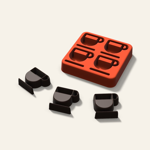 Coffee Cup Candy Mold, 1.25 Inch, 4 Cavity, 3D render