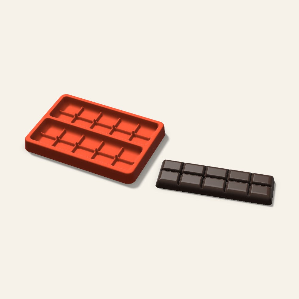 Slim Chocolate Bar Mold, 5 Inch, 2 Cavity, 3D render