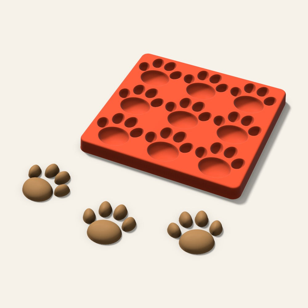 Paw Print Pet Treat Mold, 2 Inch, 9 Cavity, 3D render