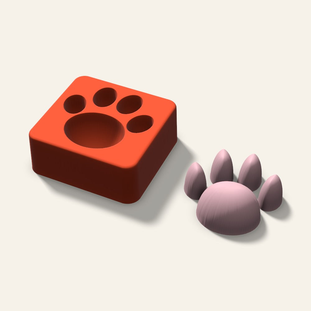 Paw Print Soap Mold, 2.5 Inch, 3D render