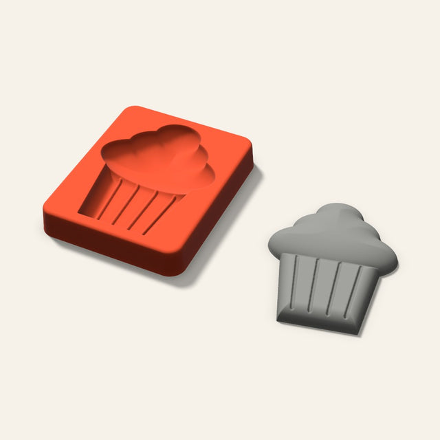 Cupcake Plaster Ornament Mold, 3.5 Inch, 3D render