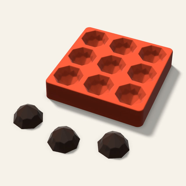 Octagon Gem Chocolate Mold, 1.75 Inch, 9 Cavity, 3D render