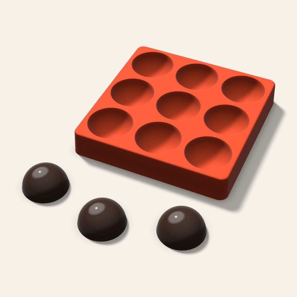 Half Sphere Chocolate Mold, 1.75 Inch, 9 Cavity, 3D render