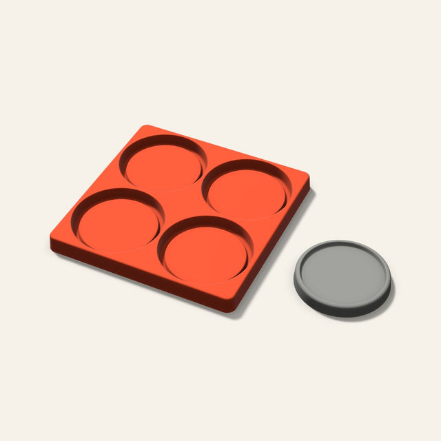 Round Concrete Coaster Mold, 3.5 Inch, 4 Cavity, 3D render