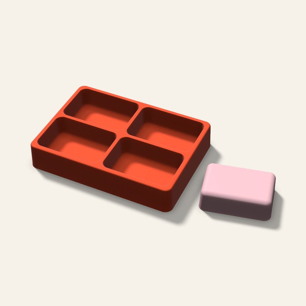 Rounded Rectangle Soap Mold, 3 Inch, 4 Cavity, 3D render
