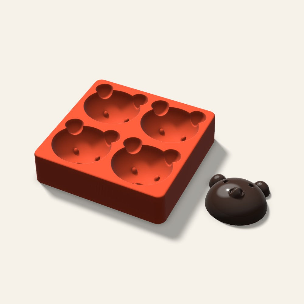 Pig Mini Cake Mold, 2.5 Inch, 4 Cavity, 3D render