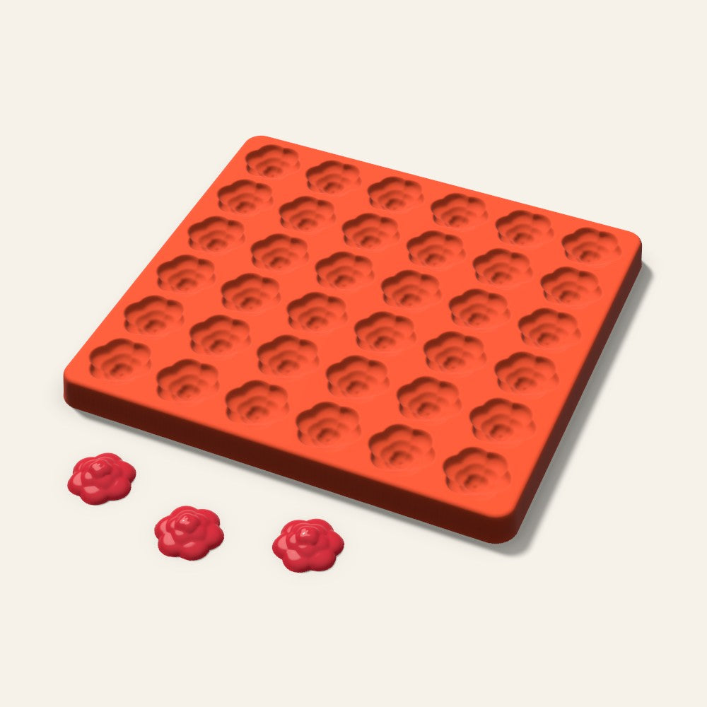 Rosette Candy Mold, 1 Inch, 36 Cavity, 3D render