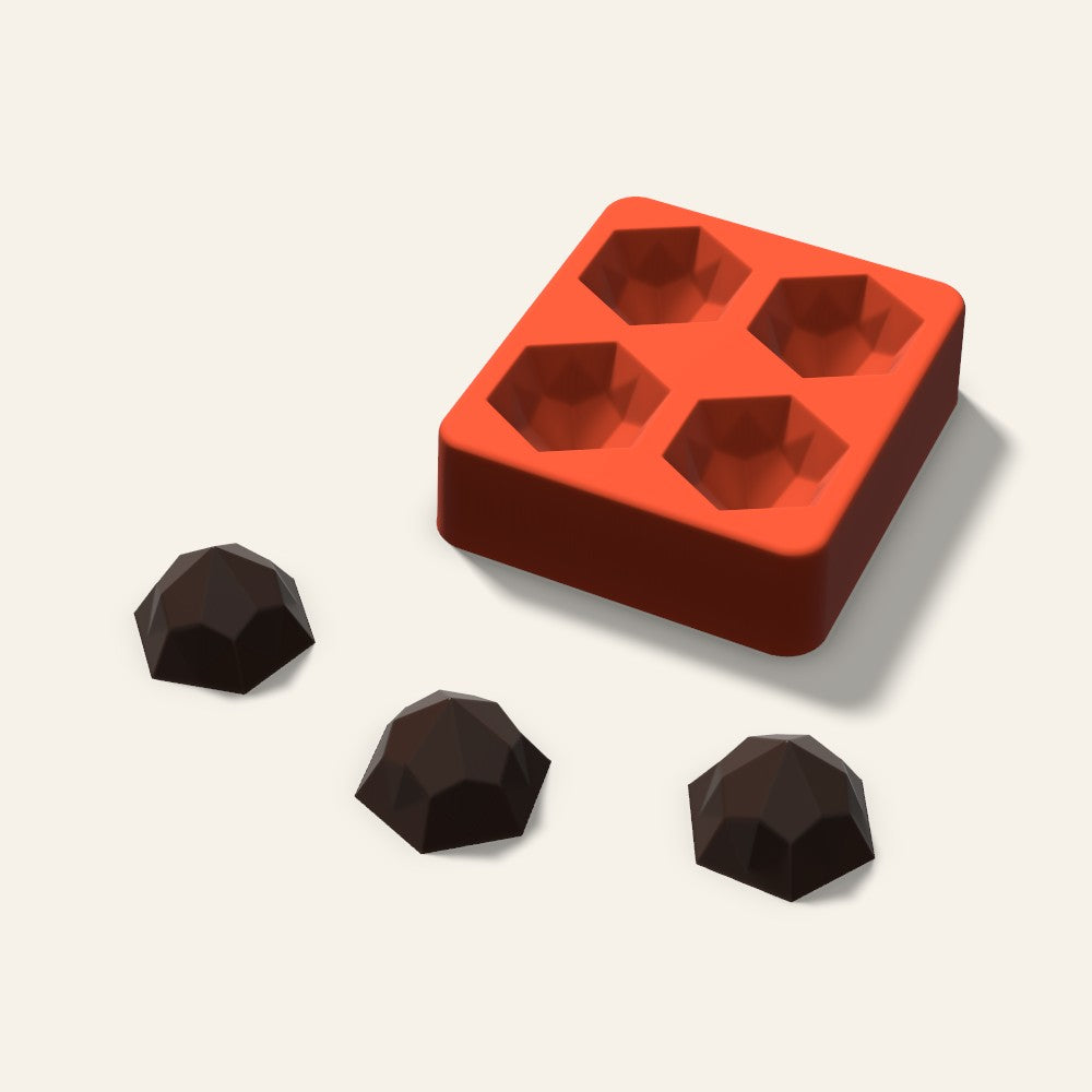 Hexagon Gem Chocolate Mold, 1.5 Inch, 4 Cavity, 3D render