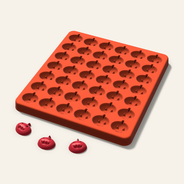 Jack-o'-Lantern Gummy Mold, 0.75 Inch, 42 Cavity, 3D render