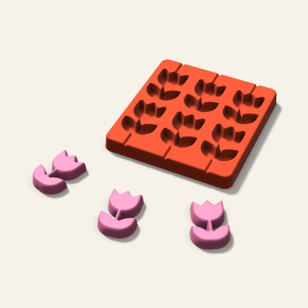 Rose Lollipop Mold, 2 Inch, 6 Cavity, 3D render