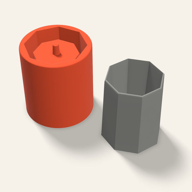 Tall Octagon Concrete Planter Mold, 3 Inch, 3D render