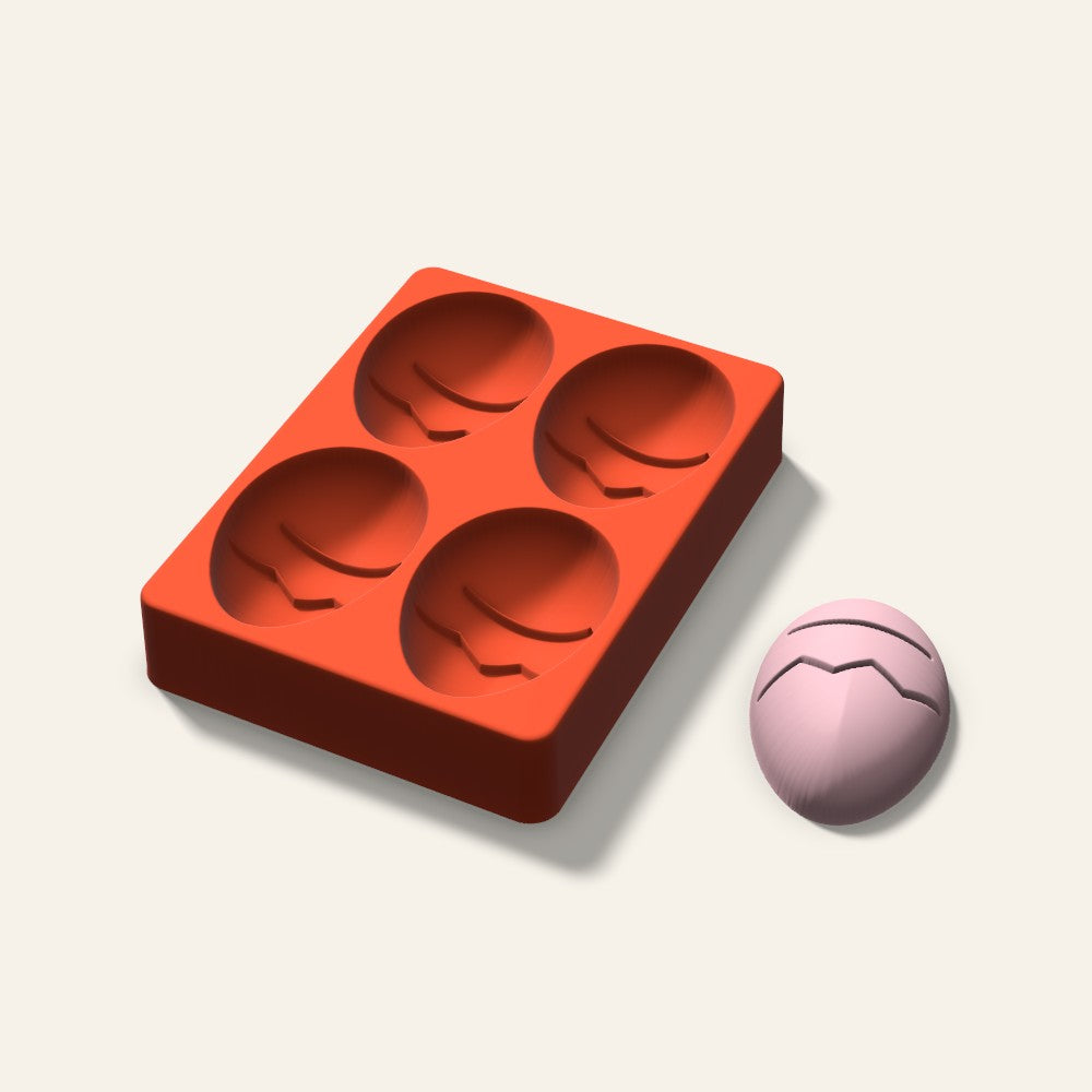 Decorated Egg Soap Mold, 3 Inch, 4 Cavity, 3D render
