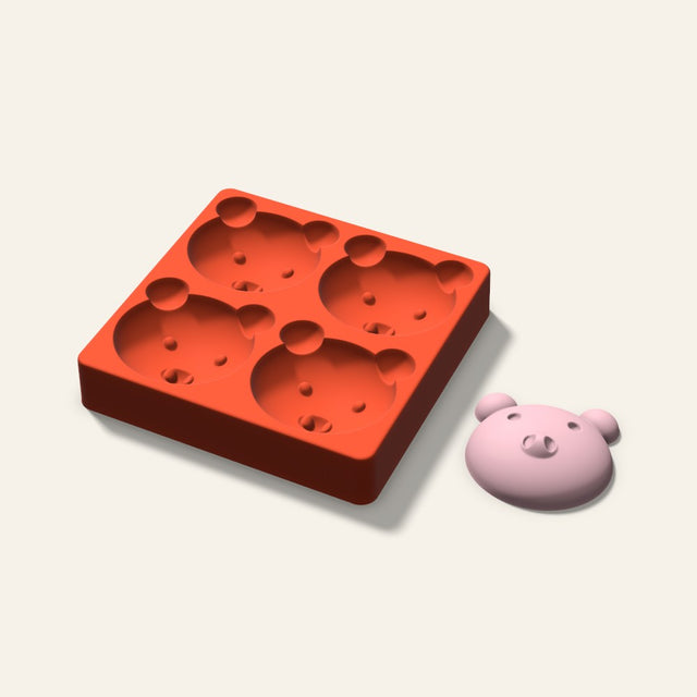 Pig Soap Mold, 3 Inch, 4 Cavity, 3D render