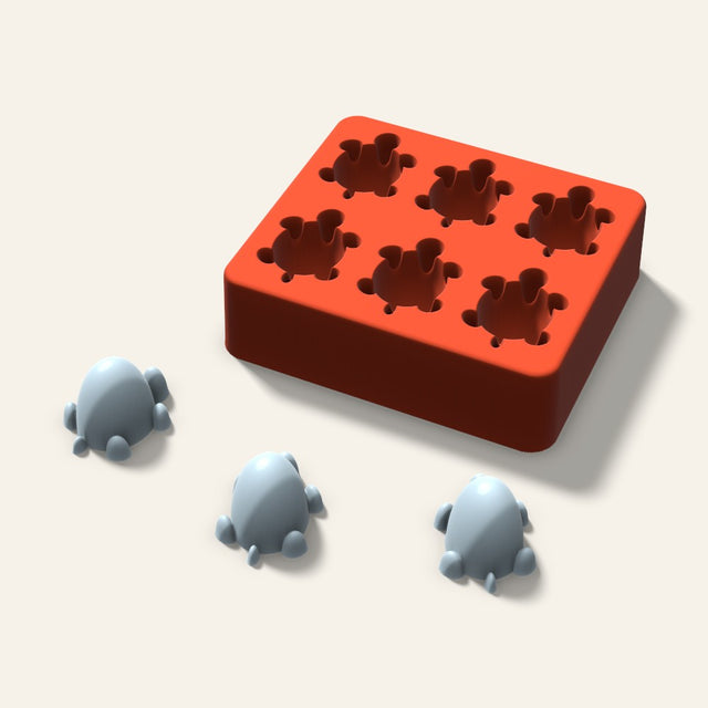 Turtle Ice Mold, 1.5 Inch, 6 Cavity, 3D render