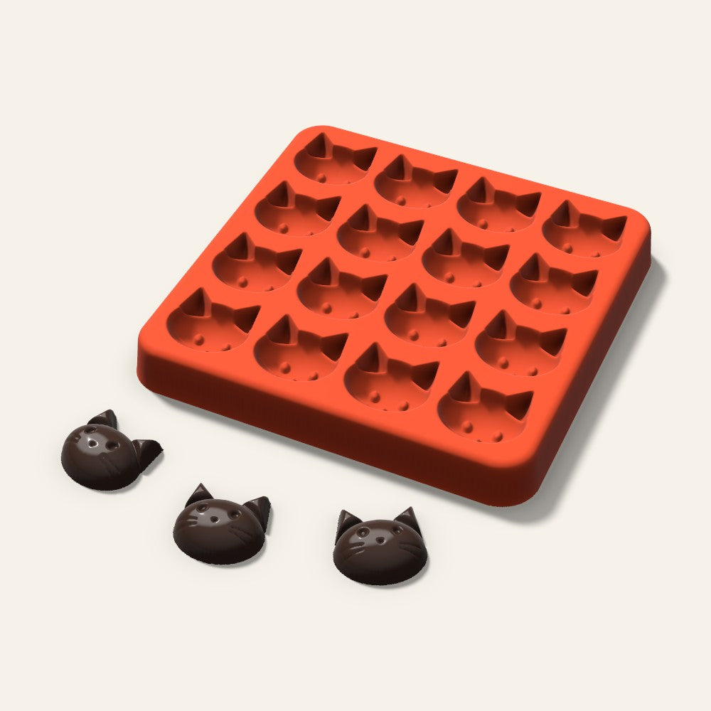 Cat Gummy Mold, 0.75 Inch, 16 Cavity, 3D render