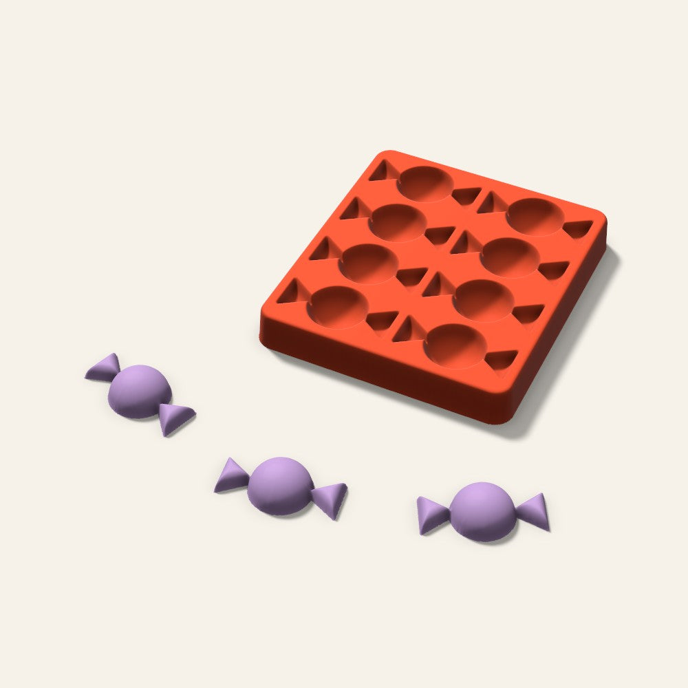 Wrapped Candy Wax Melt Mold, 2 Inch, 8 Cavity, 3D render