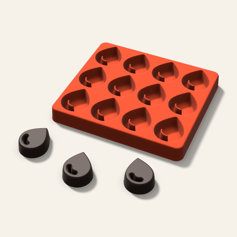 Water Drop Chocolate Mold, 1.5 Inch, 12 Cavity, 3D render